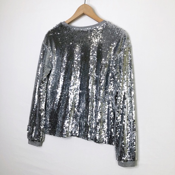 Eri & Ali by Anthropologie Babette Silver sequin top - Picture 4 of 11